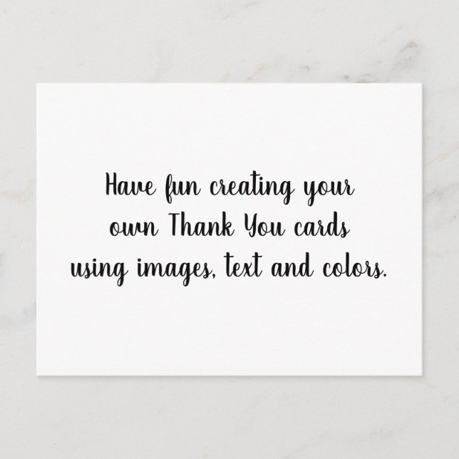 Create Your Own Personalised Customised Thank You Postcard (Front)