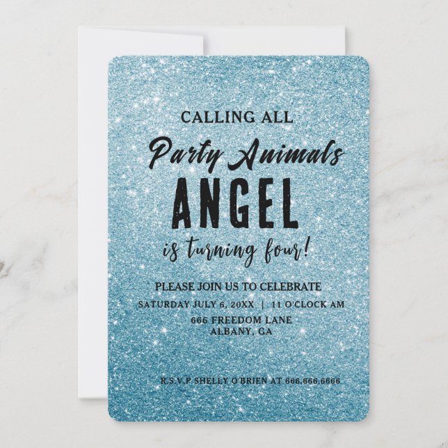 Create Your Own Personalised Glitter  Invitation (Front)