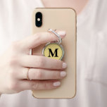 Create Your Own Personalised Gold Black Monogram Phone Ring Stand<br><div class="desc">Custom, personalised, modern black monogram monogrammed on faux gold background, compact, slim design, removable (leaves no residue), silvertone metal phone ring holder and stand, featuring ring that rotates 360° and flips 180° to adjust for any angle needed for you to hold, hang, or prop your device. Simply type in your...</div>