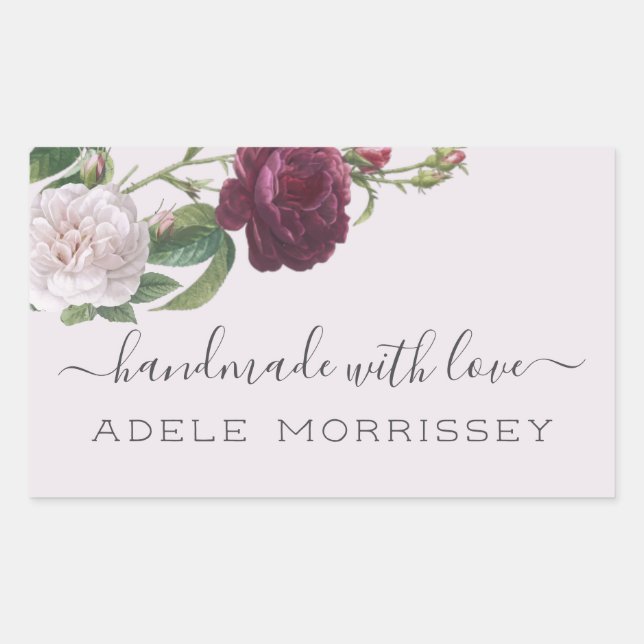 Create Your Own Personalised Handmade Floral Rectangular Sticker (Front)