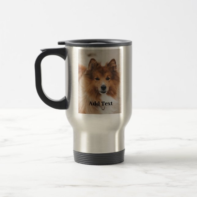Create Your Own Personalised Photo and Text Travel Mug (Left)