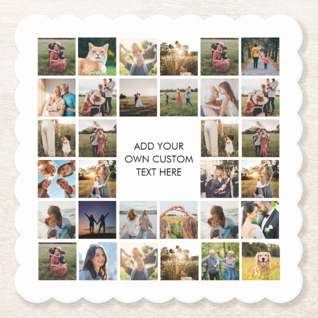 Create Your Own Personalised Photo Collage Paper Coaster (Front)