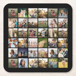 Create Your Own Personalised Photo Collage Square Paper Coaster