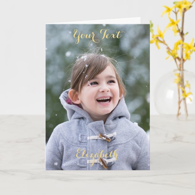 Create Your Own Personalised Photo Greeting Card (Yellow Flower)