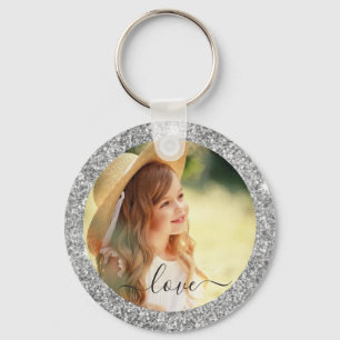 Create Your Own Personalised Photo + Text Glitter  Key Ring