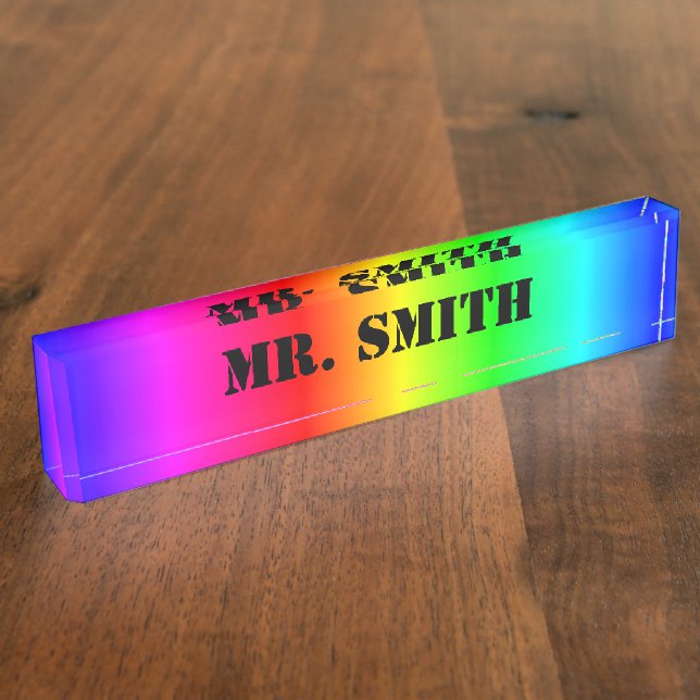 Create Your Own Personalised Rainbow Gradient Nameplate (Side)