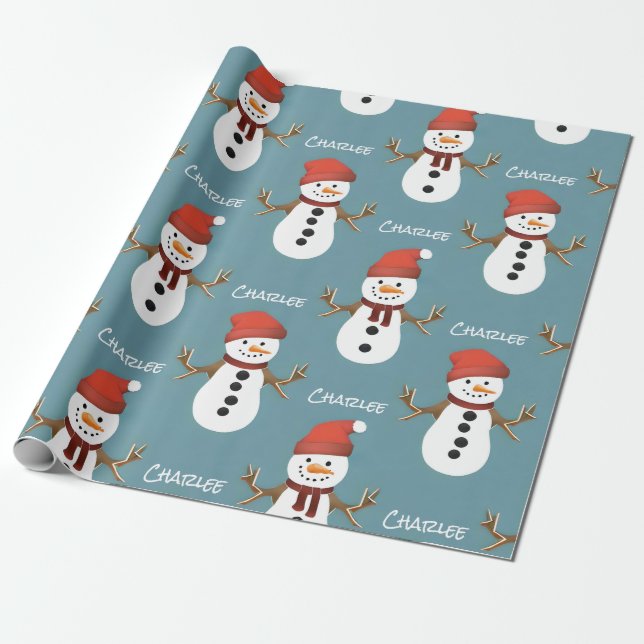 Create Your Own Personalised Snowman Wrapping Paper (Unrolled)