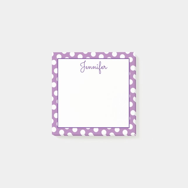Create Your Own Personalised White Polka Dots Post-it Notes (Front)