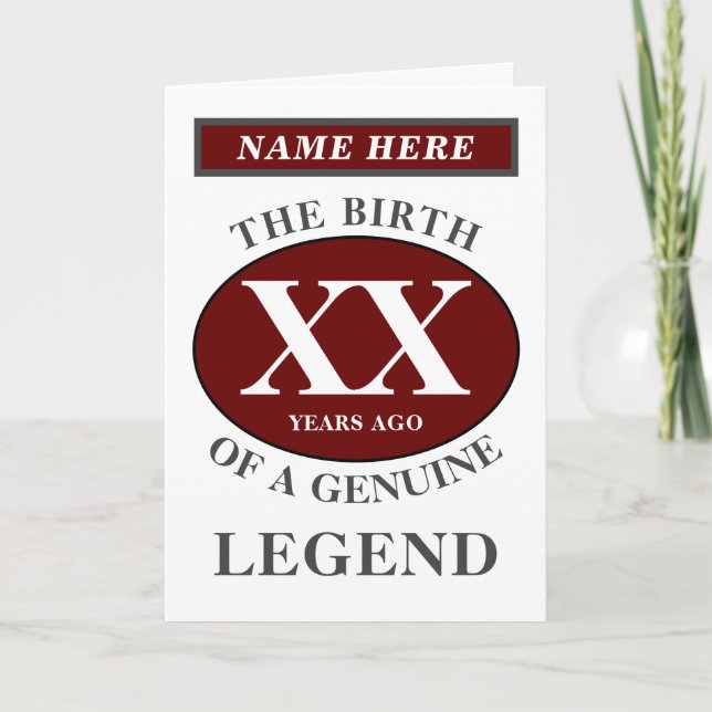 Create Your Own Personalised Year Legend Birthday Card (Front)