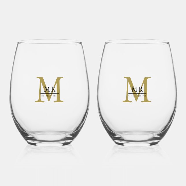 Create Your Own Personalize Add Monogram,Name Stemless Wine Glass (Front)
