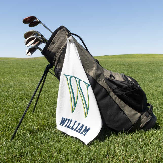 Create Your Own Personalize Branded Monogram Golf Towel (Green)