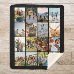 Create Your Own Personalized 16 Photo Collage Sherpa Blanket