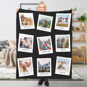 Create Your Own Personalized 9 Photo Collage Fleece Blanket