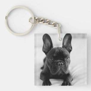 Create Your Own Pet Photo   Black and White Key Ring