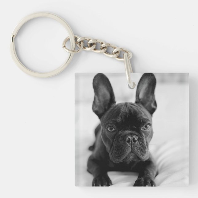 Create Your Own Pet Photo | Black and White Key Ring (Front)
