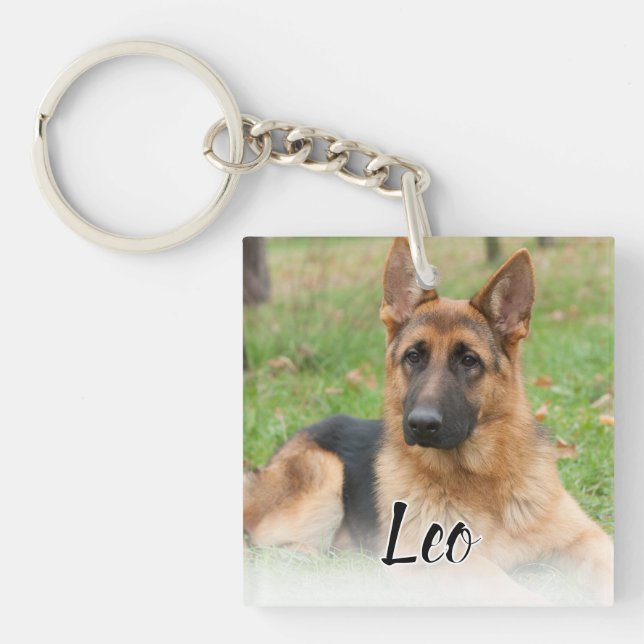 Create Your Own Pet Photo Custom Picture Name Key Ring (Front)