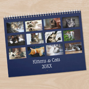 Create Your Own Pet Photo Navy Blue Cover 2025 Calendar