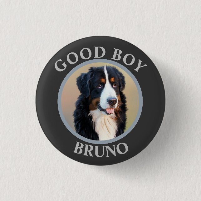 Create Your Own Pet Portrait Photo Modern Gray 3 Cm Round Badge (Front)
