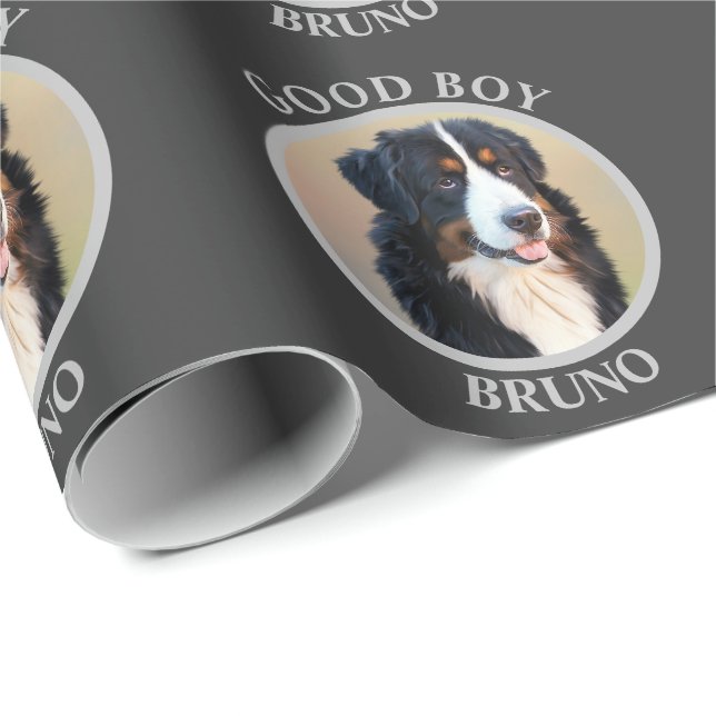 Create Your Own Pet Portrait Photo Modern Gray Wrapping Paper (Roll Corner)