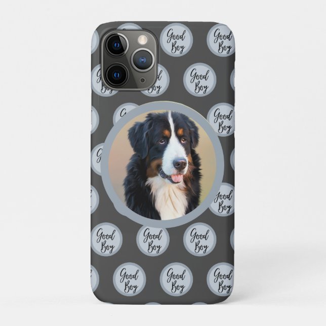Create Your Own Pet Portrait Photo Modern Grey Case-Mate iPhone Case (Back)