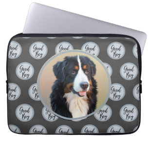 Create Your Own Pet Portrait Photo Modern Grey Laptop Sleeve