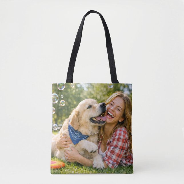 Create Your Own Pet Tote Bag – Add 2 Custom Photos (Front)