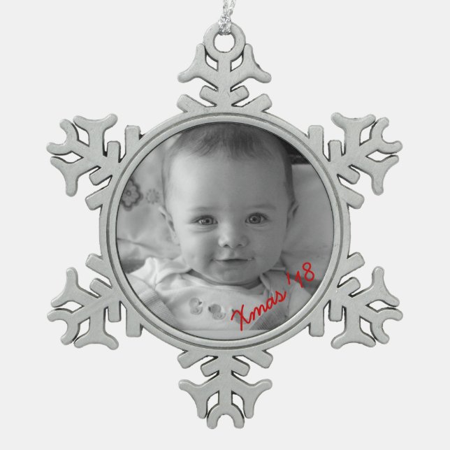 Create Your Own Pewter Snowflake Photo Ornament (Front)