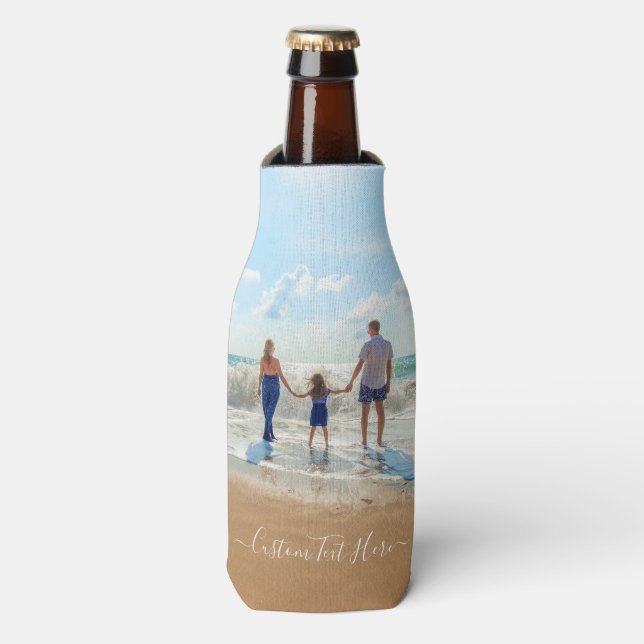 Create Your Own Photo Bottle Cooler Custom Text (Bottle Front)