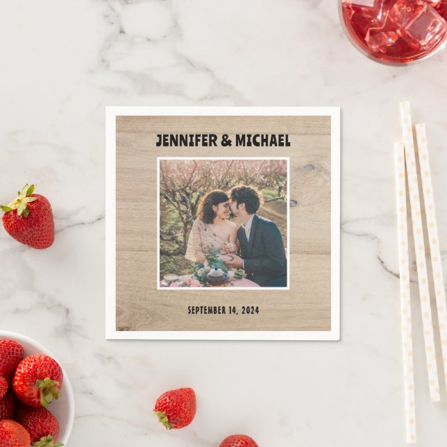 Create your own photo bride and groom wedding napkin (Insitu)
