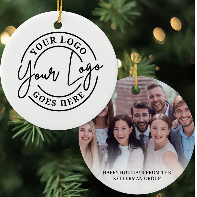 Create Your Own Photo Business Logo Ceramic Tree Decoration (Create Your Own Photo Business Logo Ceramic Ornament)