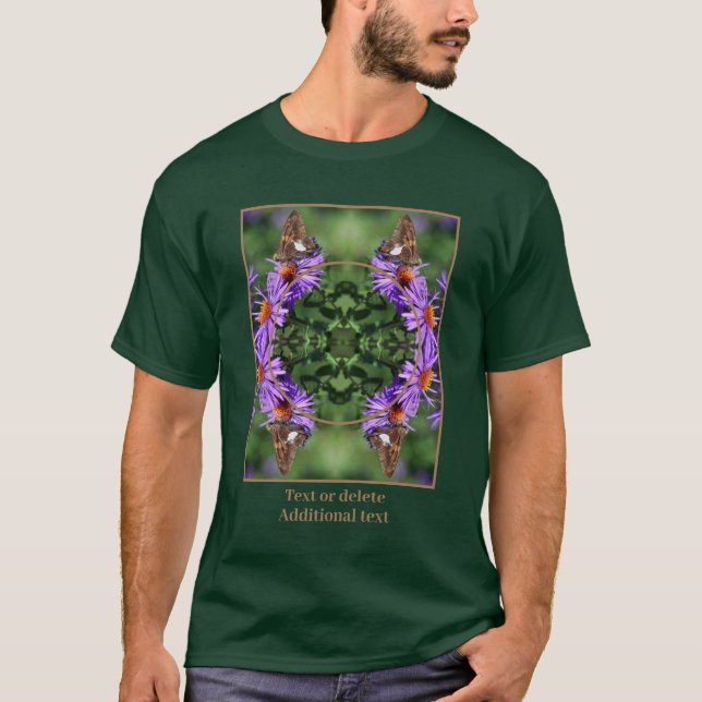 Create Your Own Photo Butterfly Aster Flower Frame T-Shirt (Front)