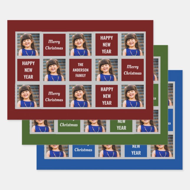 Create Your Own Photo Christmas Holiday Wrapping Paper Sheet (Set)