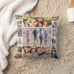 Create Your Own Photo Collage 15 Pictures White  Cushion