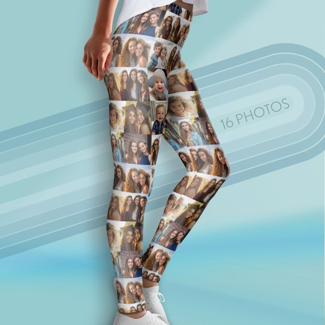 Create Your Own Photo Collage - 16 photos Leggings (Custom Leggings with 16 photos)
