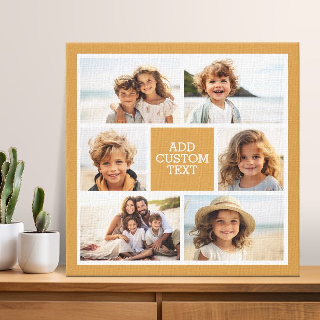 Create Your Own Photo Collage - 6 photos Monogram Canvas Print (Photo Collage - Custom Wall Art)