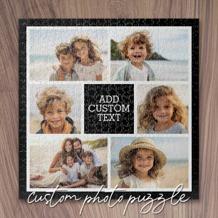 Create Your Own Photo Collage - 6 photos Monogram Jigsaw Puzzle