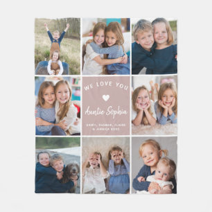 Create Your Own Photo Collage Auntie Pink Fleece Blanket