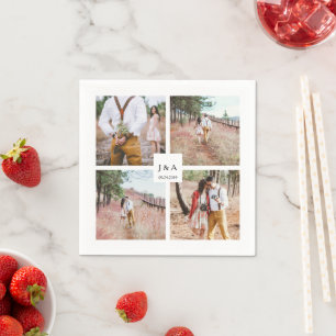 Create your own photo collage elegant wedding napkin