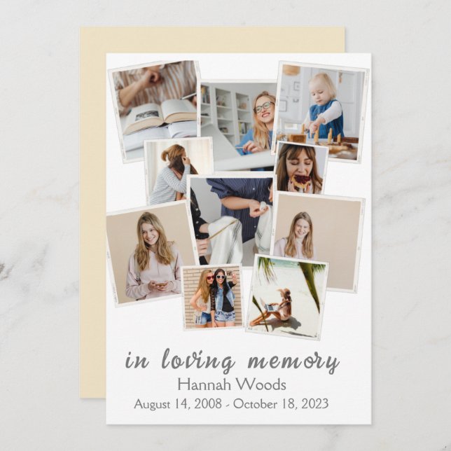 Create Your Own Photo Collage  Funeral  Invitation (Front/Back)