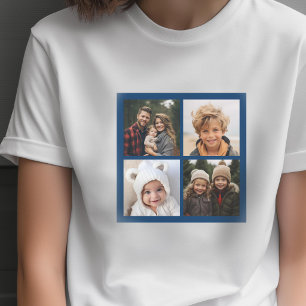 Create Your Own Photo Collage - Navy 4 Pictures T-Shirt