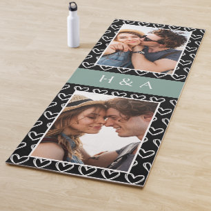 Create Your Own Photo Collage Sage Green Monogram Yoga Mat