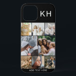 Create Your Own Photo Collage & Text Custom Colour iPhone 12 Case<br><div class="desc">Have fun designing your very own iphone phone case. Featuring a modern instagram photo collage,  initials and space to add your own text. Background is fashionable black but can be changed to any colour.</div>