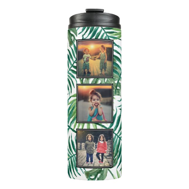 Create your own photo collage tropical leaves thermal tumbler (Front)