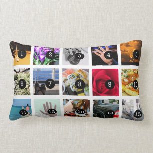Create Your Own Photo collage with 15 images Lumbar Cushion