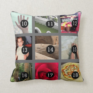 Create Your Own Photo collage with 18 images Cushion