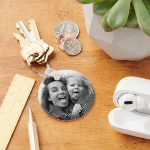 Create Your Own Photo Custom DIY Grey Black White Key Ring