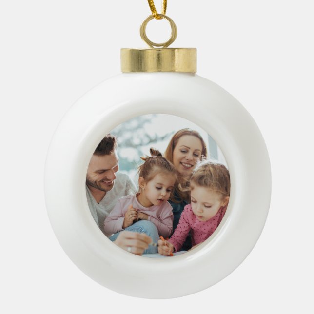 Create Your Own Photo Custom Pic DIY Ceramic Ball Christmas Ornament (Front)