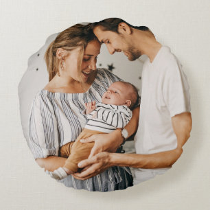 Create Your Own Photo Custom Pic Two Photo Round Cushion