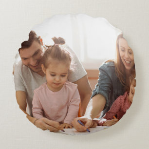 Create Your Own Photo Custom Pic Two Photo Round Cushion