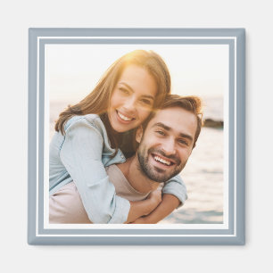 Create Your Own Photo Custom Square Keepsake Blue Magnet